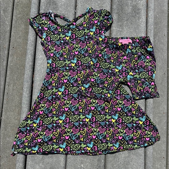Joyce Concept Girl’s Black Dress, Matching Shorts, Hearts, Flowy, Soft, Size 4 - Picture 1 of 17